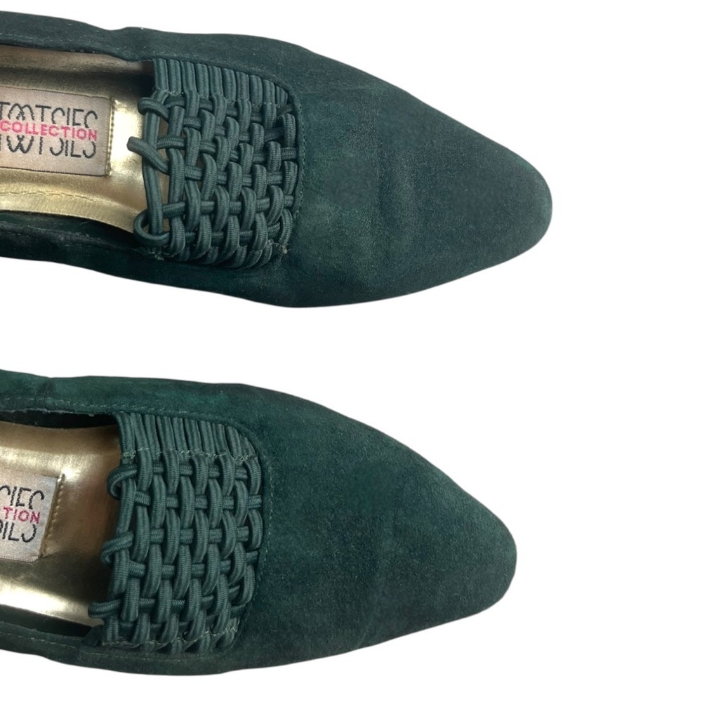 Vintage Mootsies Tootsies Emerald Green Suede Loafers | low heel pumps - Picture 4 of 7